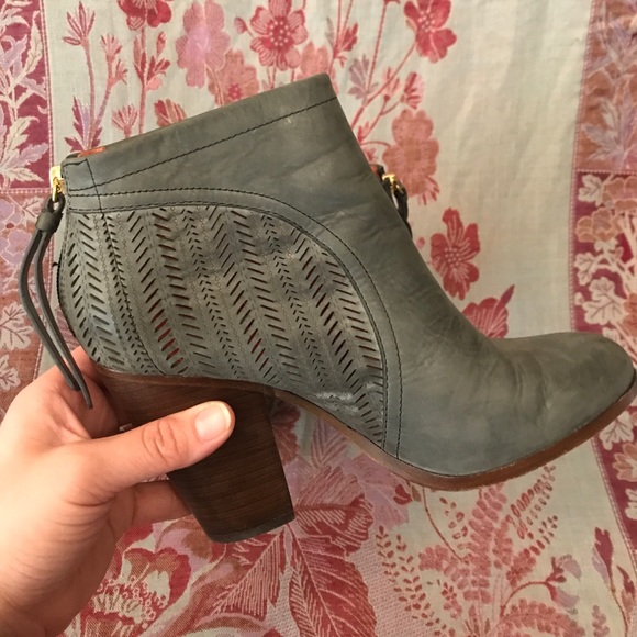Boho Grey Leather Coach Booties - Picture 2 of 7